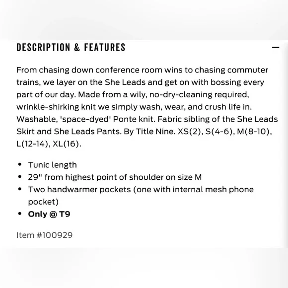 Title Nine She Leads Tunic Top Size XS - Picture 8 of 9